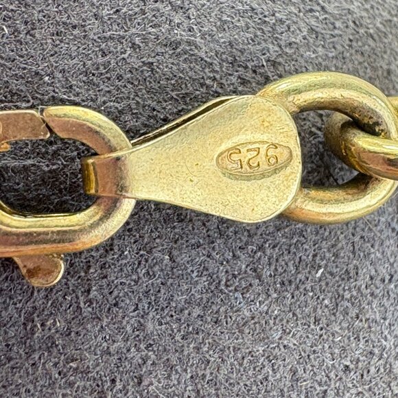 Gold Over Sterling Silver 925 Alternating Round & Oval Link Chain Bracelet 7.5" - Picture 4 of 9